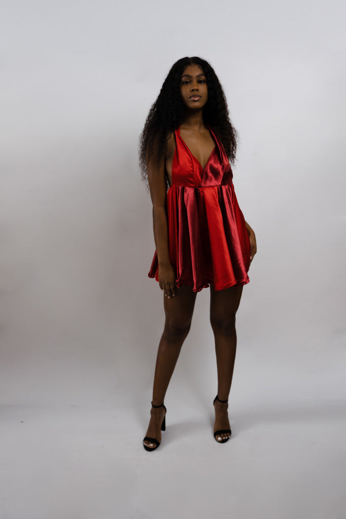 open lace back dress Flirty Red Dress – Chief by Ubong